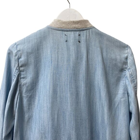 Lou & Grey Chambray BomberJacket Size Small Blue Denim Lyocell Zip Front - Picture 4 of 8